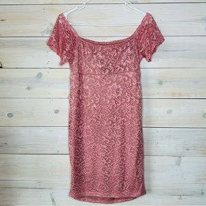 Mauve Lace Bodycon Maternity Dress